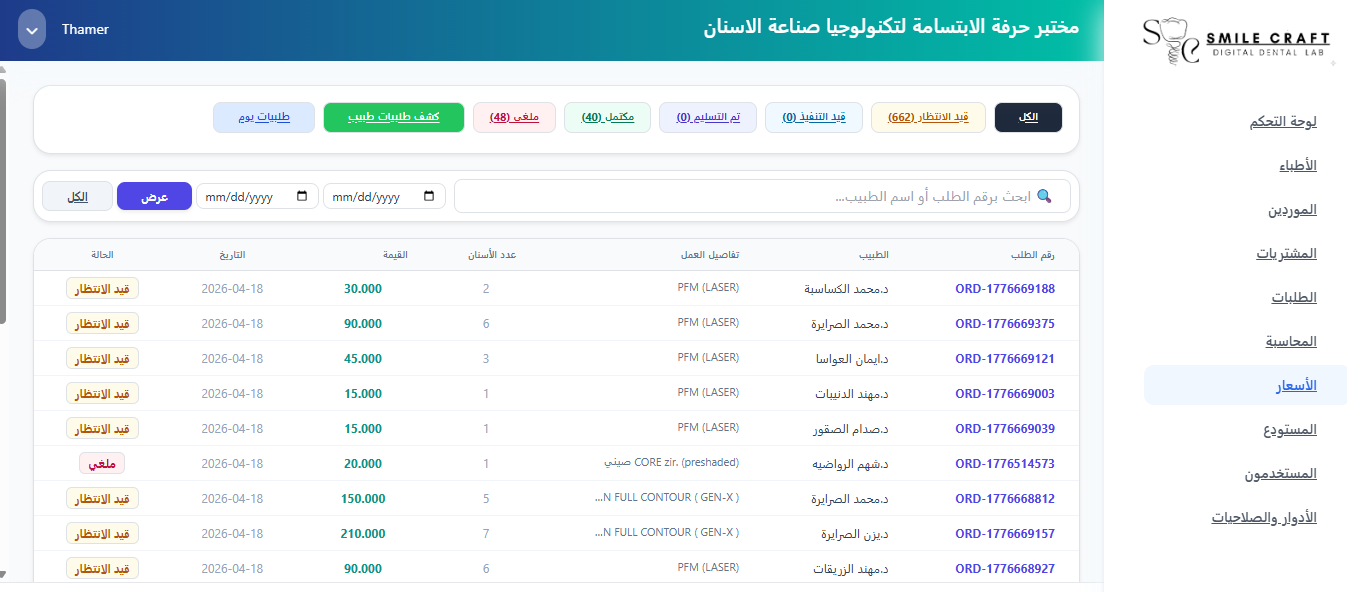 ادارة مختبرات و معامل اسنان