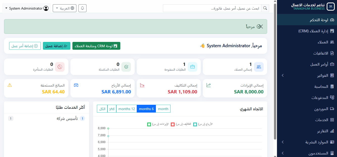 نظام ادارة شركة خدمات اعمال